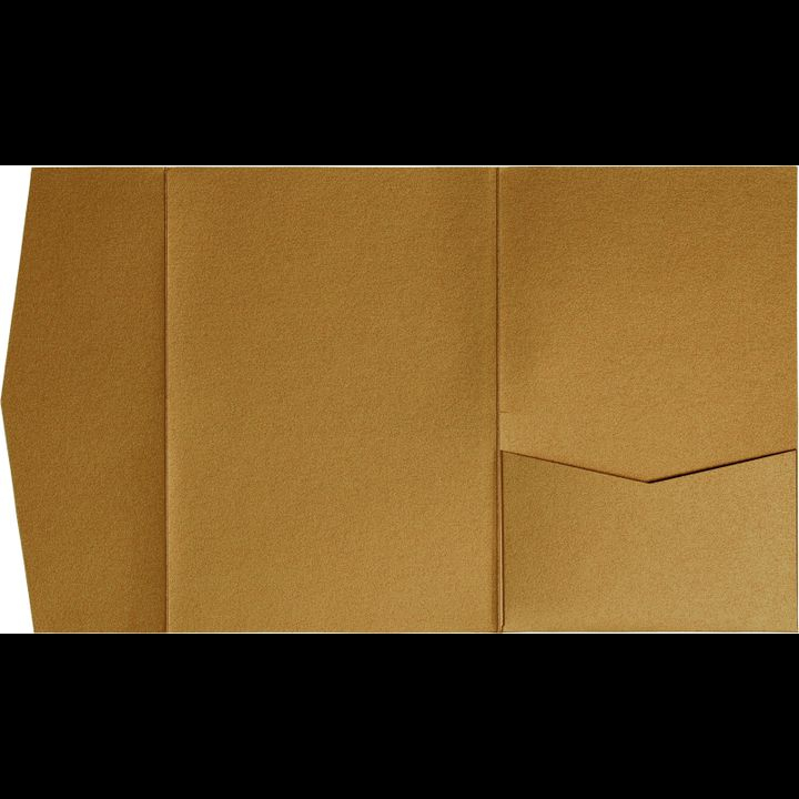 Antique Gold Metallic Pocket & Folder Invitation Card, A7 Himalaya