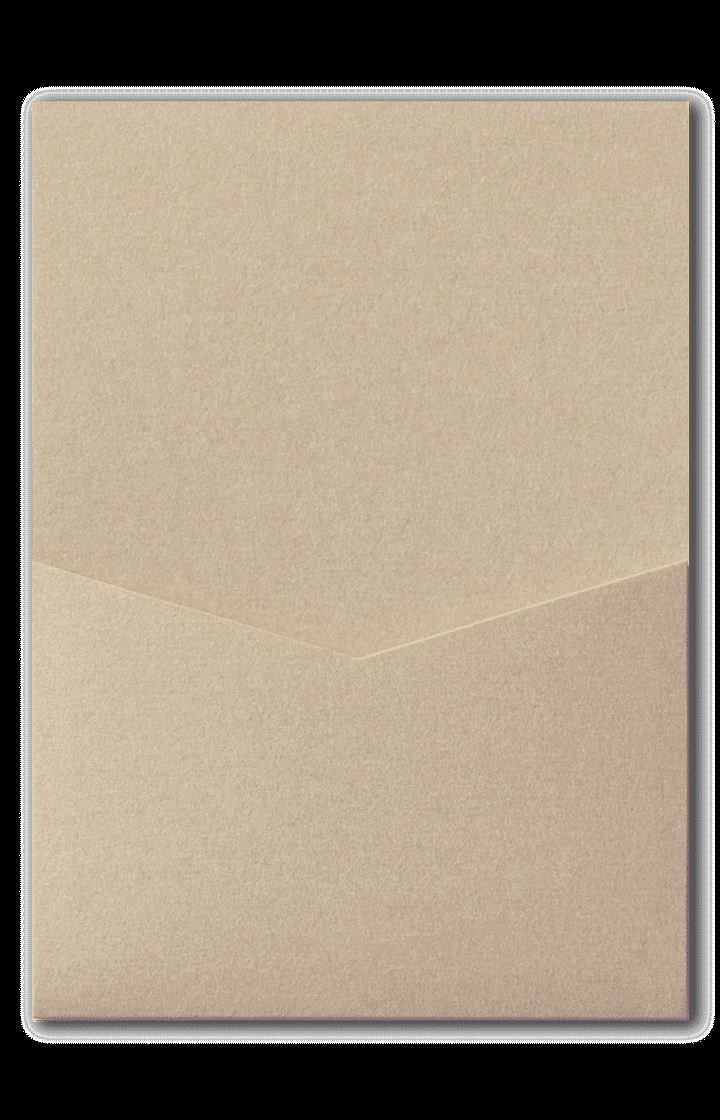 Beige Sand Metallic Pocket & Folder Invitation Card, A7 Denali