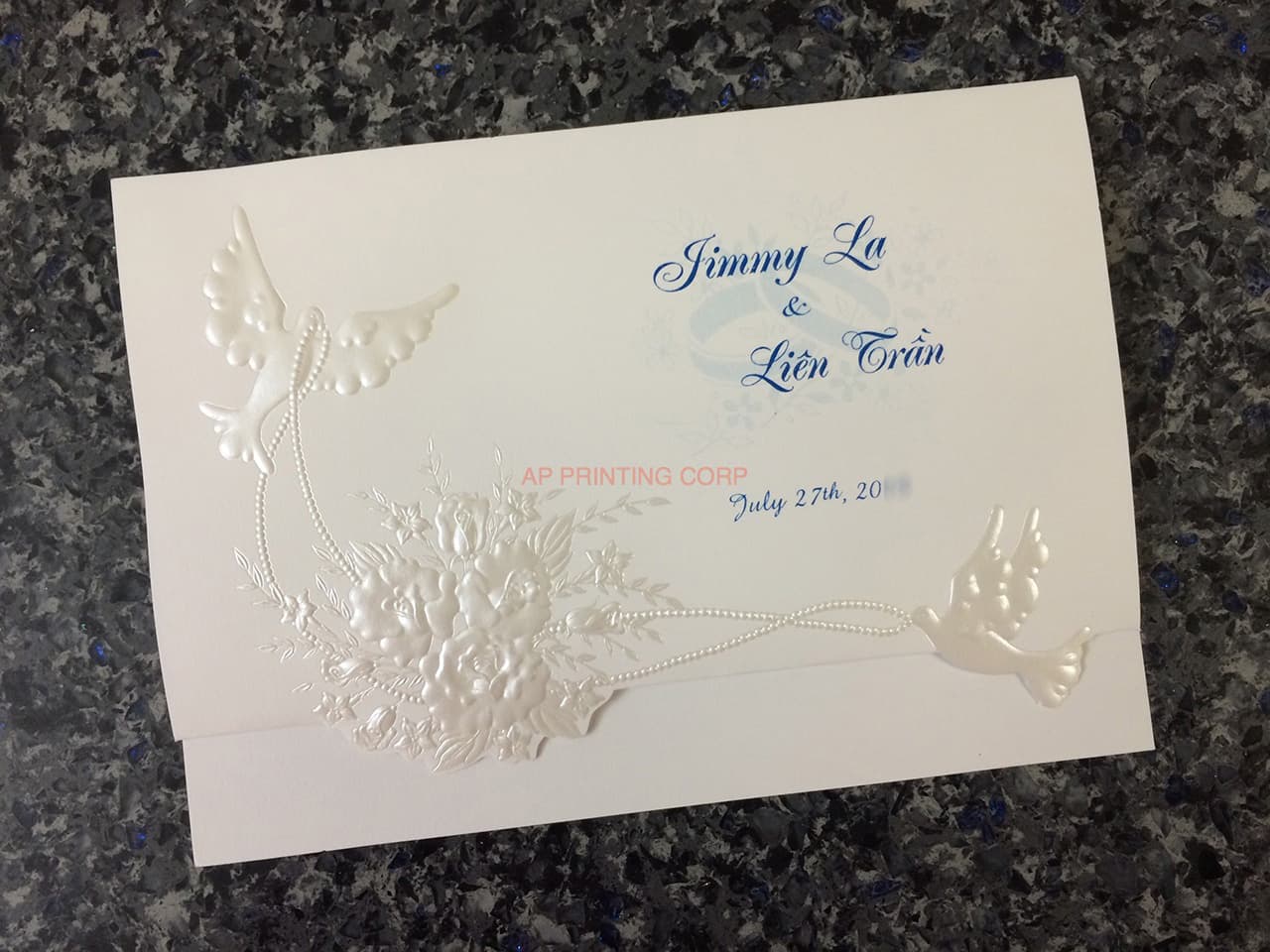 K975 [I-11] Enchanted Melody Birds & Doves Wedding Invitation