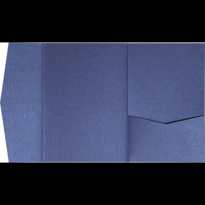 Blueprint Blue Metallic Pocket & Folder Invitation Card, A7 Himalaya