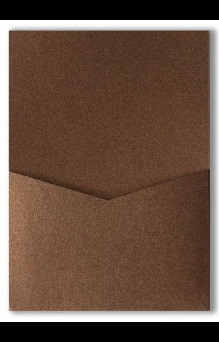 Bronze Brown Metallic Pocket & Folder Invitation Card, A7 Denali