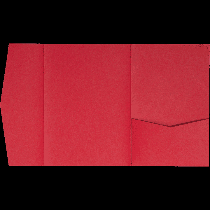Cherry Red Solid Pocket & Folder Invitation Card, A-7.5 Himalaya