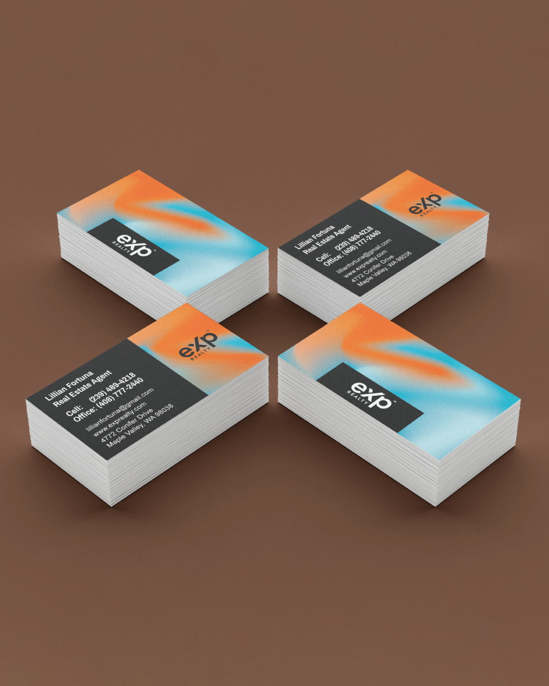 Exp Realty Blue Orange Gradient Standard Business Cards