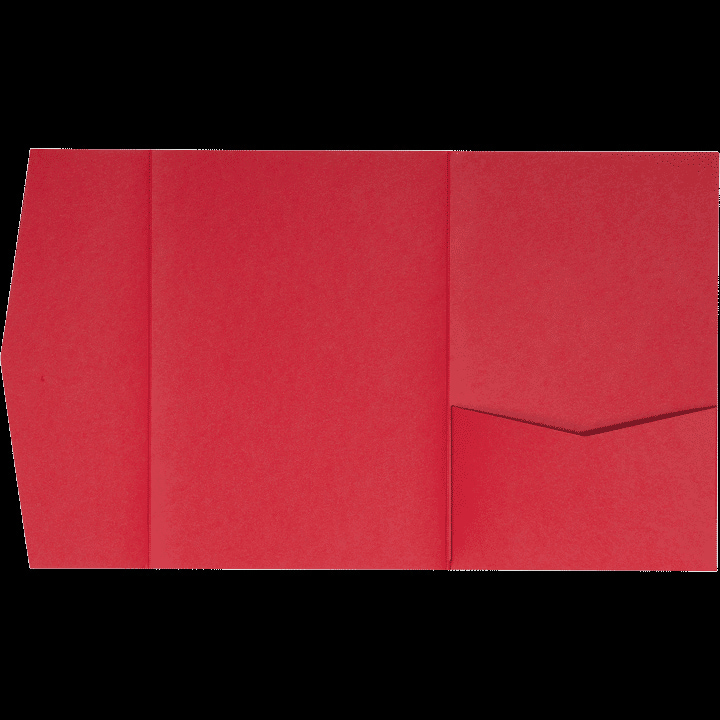 Cherry Red Solid Pocket & Folder Invitation Card, A7 Himalaya