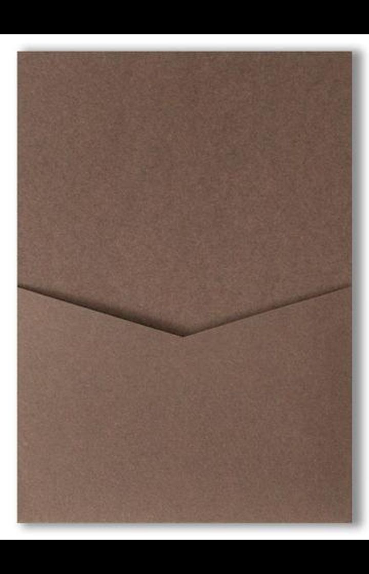 Chocolate Brown Solid Pocket & Folder Invitation Card, A7 Denali