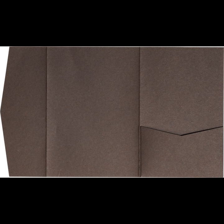 Chocolate Brown Solid Pocket & Folder Invitation Card, A7 Himalaya
