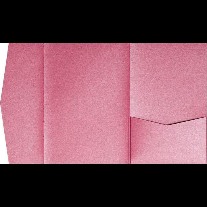 Pink Azalea Metallic Pocket & Folder Invitation Card, A7 Himalaya