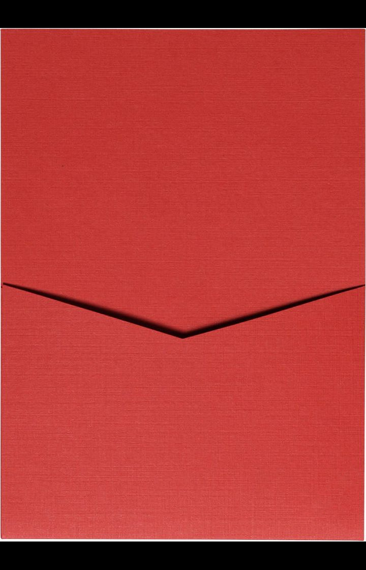 Red Pepper Linen Pocket & Folder Invitation Card, A7 Denali