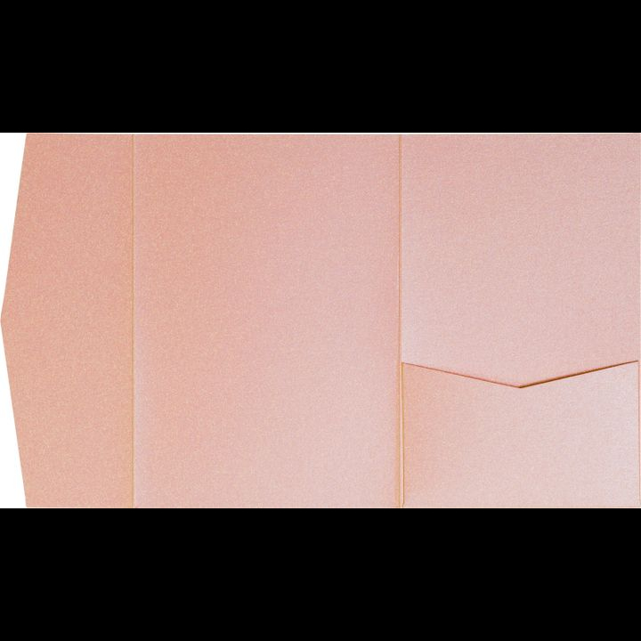 Rose Gold Metallic Pocket & Folder Invitation Card, A-7.5 Himalaya