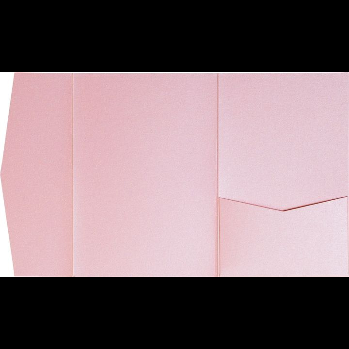 Rose Pink Metallic Pocket & Folder Invitation Card, A7 Himalaya