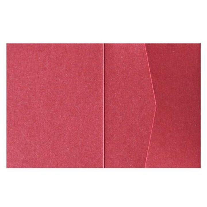 Crimson Red Metallic Pocket & Folder Invitation Card, A2 Sierra