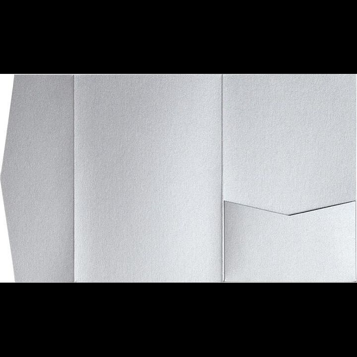 Silver Metallic Pocket & Folder Invitation Card, A7 Himalaya