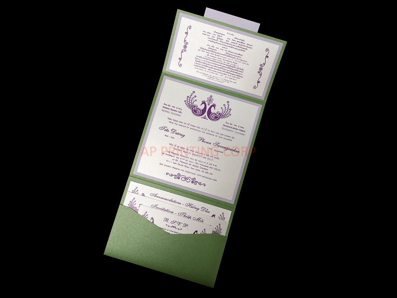 PSQ-77-MMM-2WL Fairway, Kunzite, Quartz Pocket & Folder Invitation