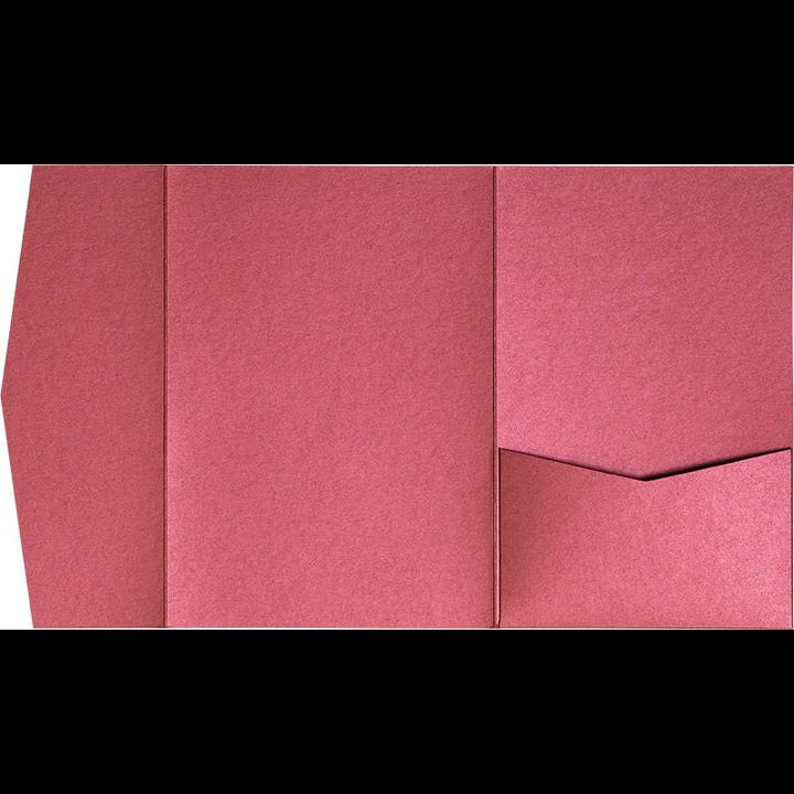 Crimson Red Metallic Pocket & Folder Invitation Card, A7 Himalaya