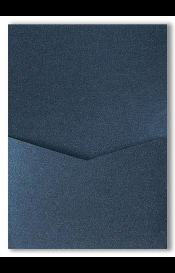 Dark Blue Metallic Pocket & Folder Invitation Card, A7 Denali