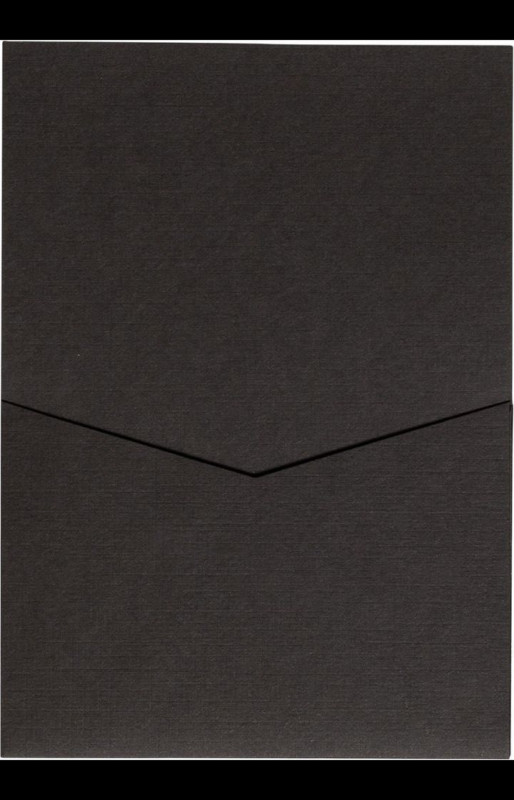 Dark Brown Linen Pocket & Folder Invitation Card, A7 Denali