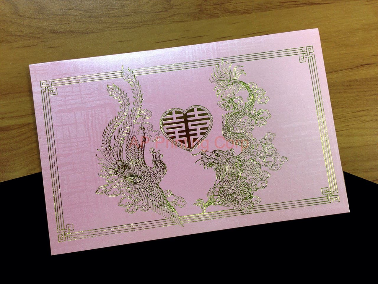 RP1-HT-V [V-L-01] Heart of the Dragon & Phoenix Wedding Invitation