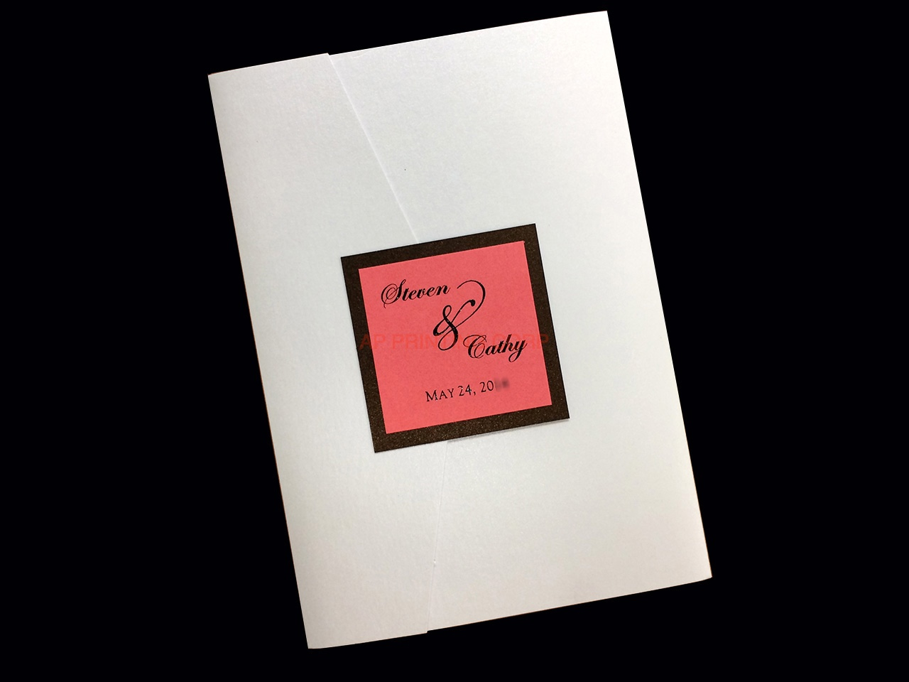 PAL-BL-57-MMN Crystal, Bronze, Coral Pocket & Folder Invitation