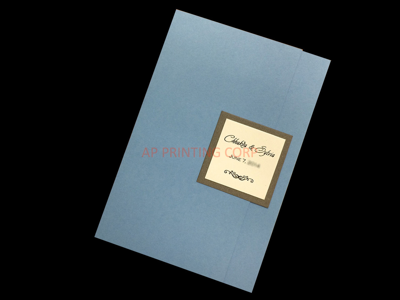CTF-58-N-N Blue, White Pocket & Folder Invitation