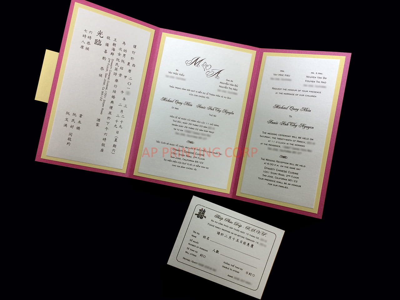 CTF-58-MMM Azalea, Gold, Quartz Pocket & Folder Invitation