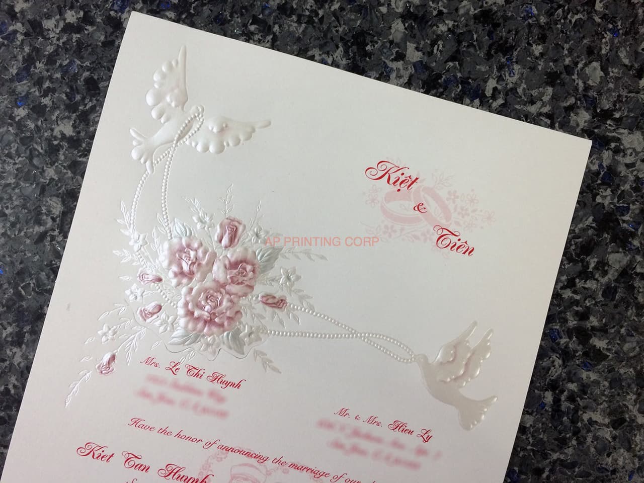 K970 [I-11] Ornate Love Birds & Doves Wedding Invitation