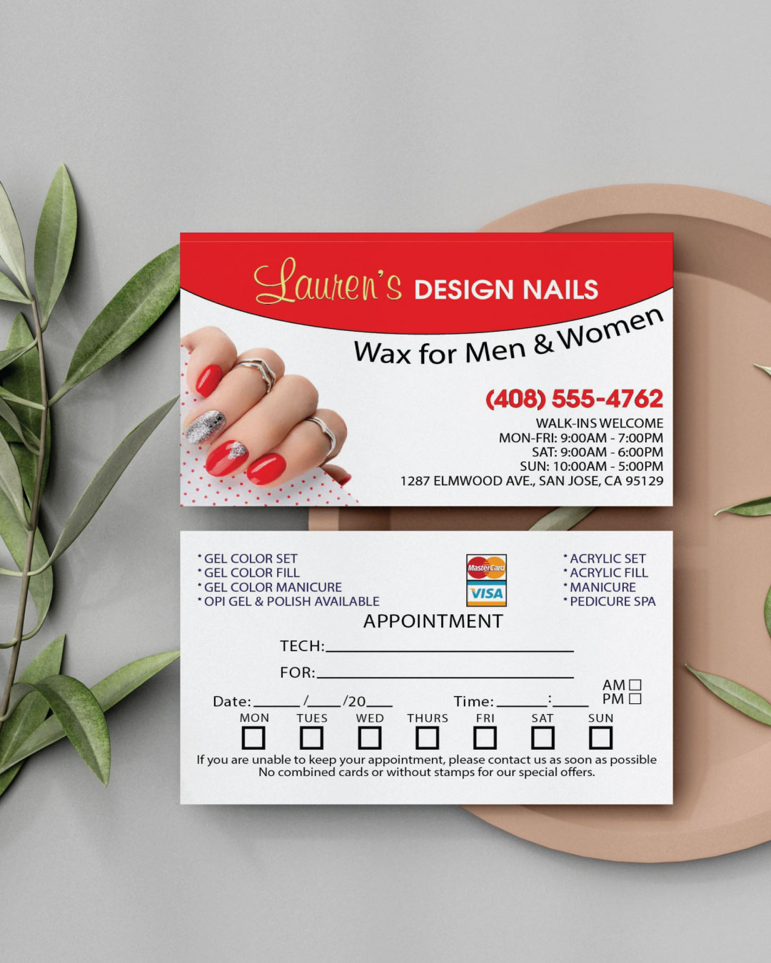 AP Printing - Shiny Touch Nails Standard Business Cards - Custom Printing Services