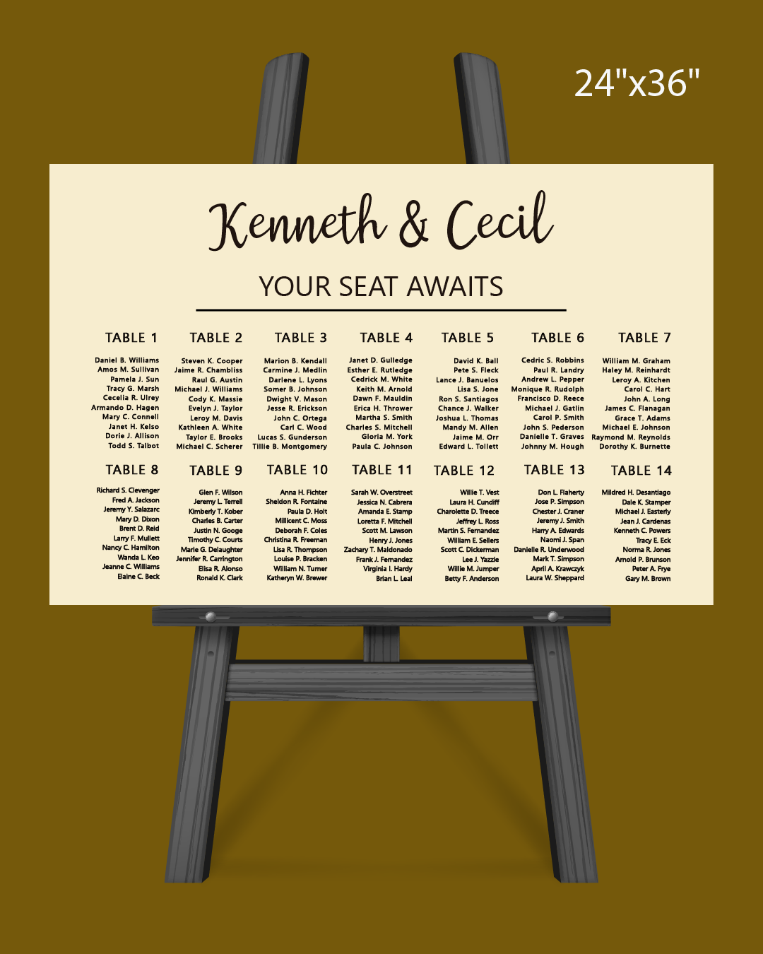 Beautiful Yellow Background  Seating Chart