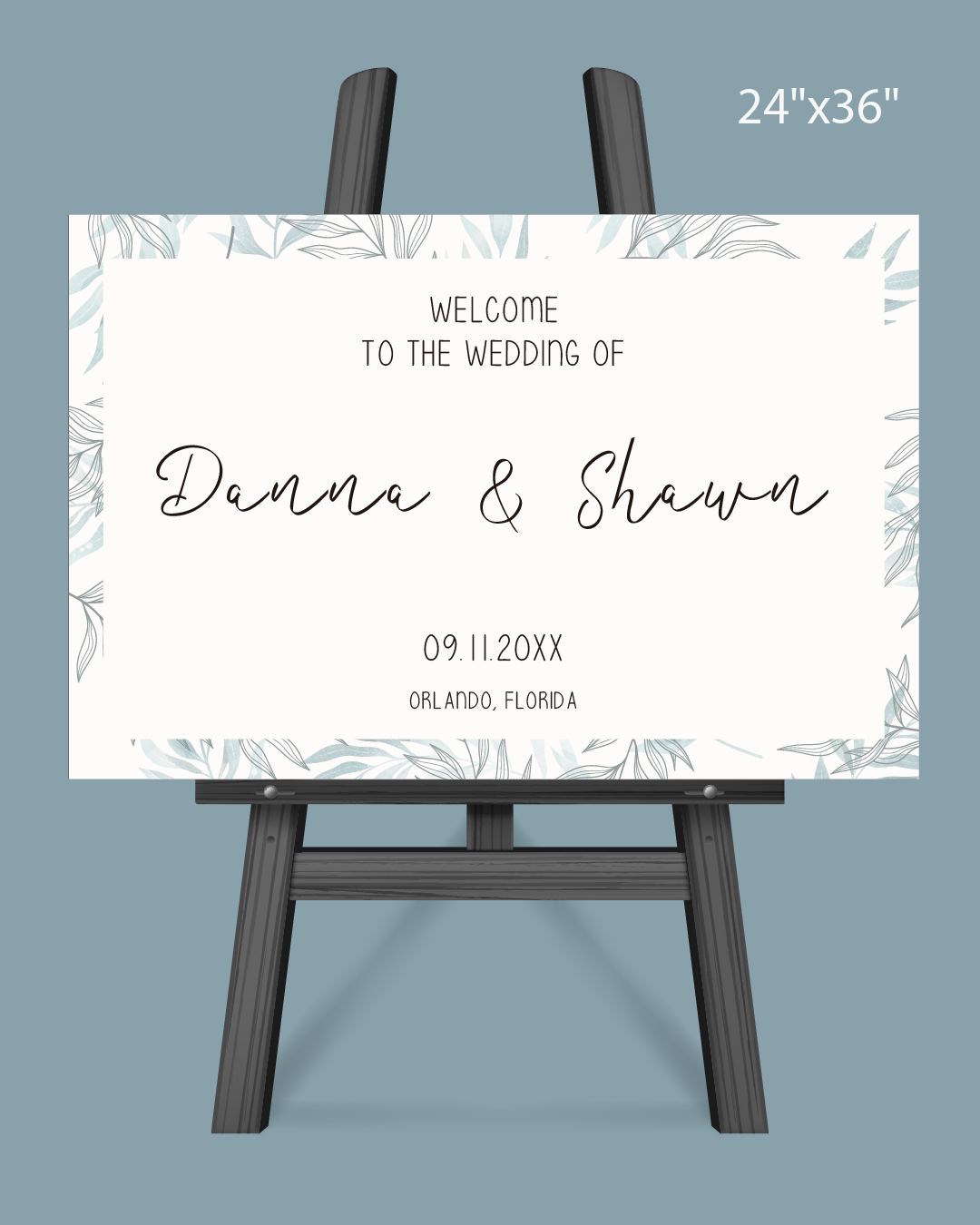 Blue Leaves Background Welcome Sign