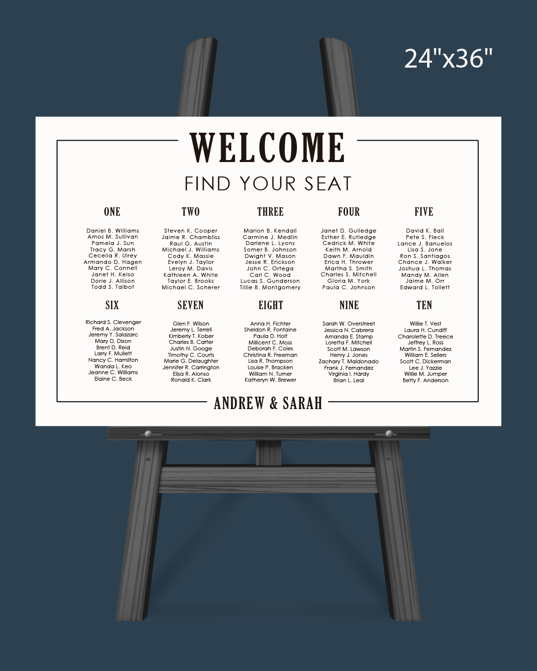 Elegant Black Frame Seating Chart