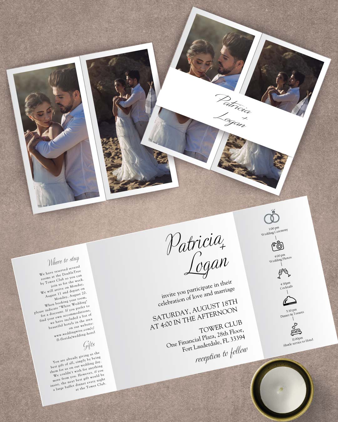 AP Printing - Couple Photo Cover 7x7 Gate Fold Wedding Invitation - Custom Printing Services