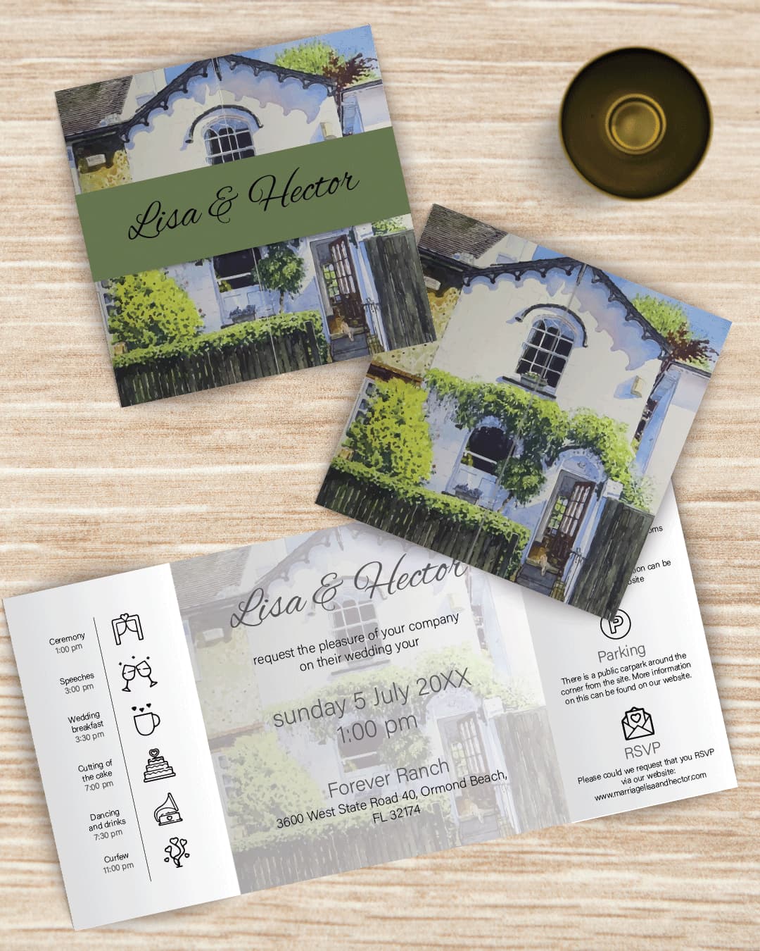 Home Design 7x7 Gate Fold Wedding Invitation