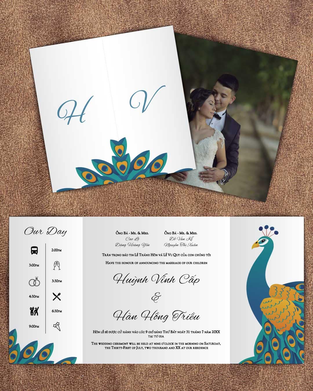 7x7 Gate Fold Wedding Invitations