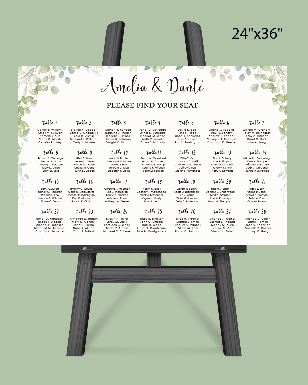 Beautiful Winter Theme Seating Chart