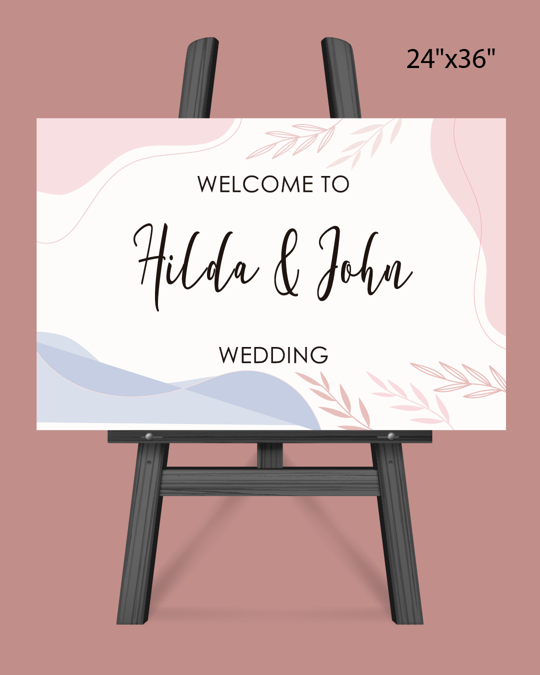 Leaves Minimalist Watercolor Welcome Sign