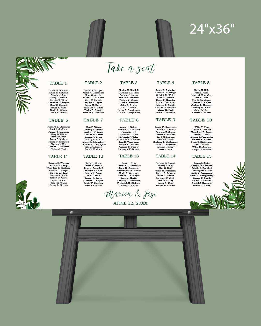 Elegant Garden Theme Seating Chart