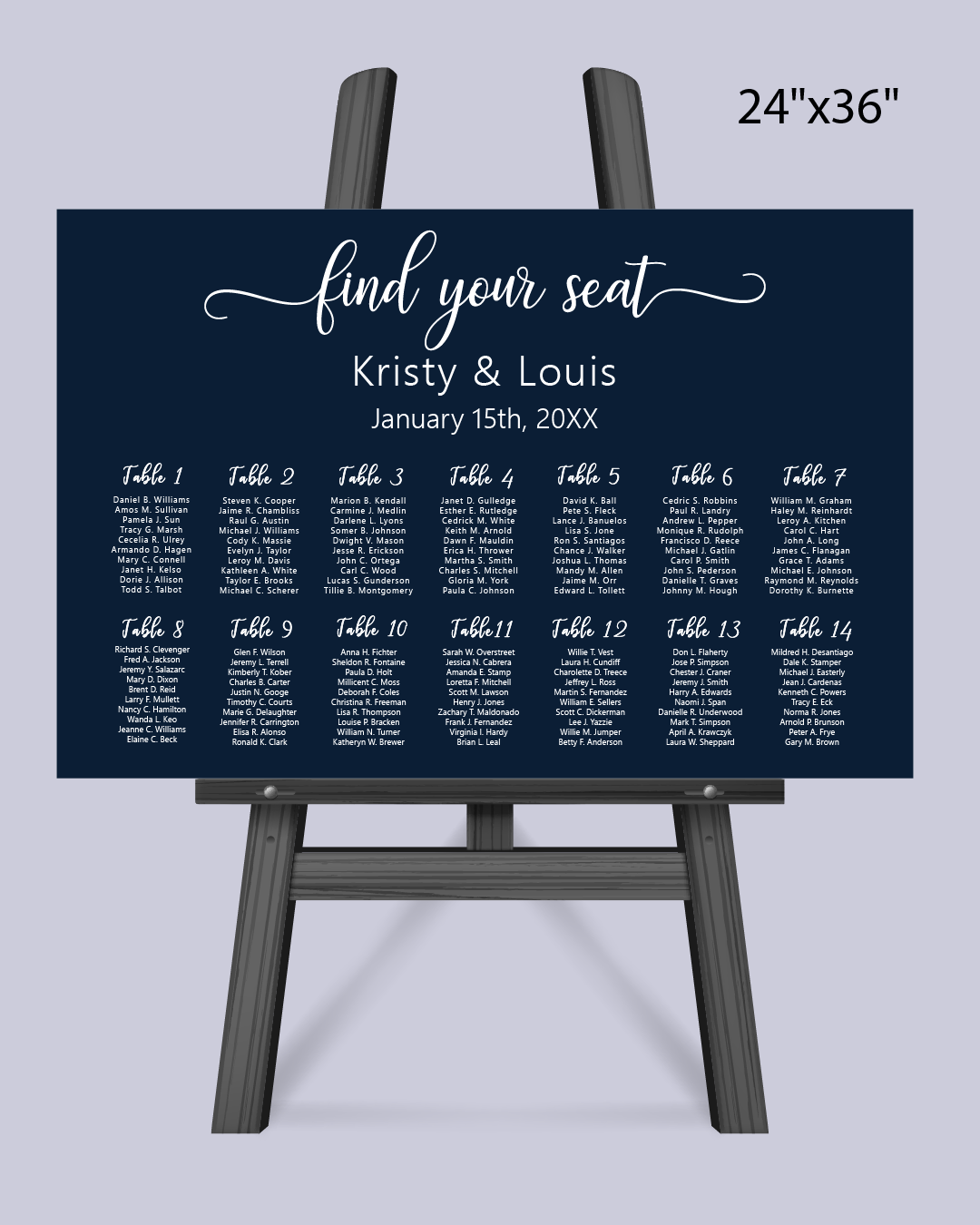 Minimalist Blue Seating Chart