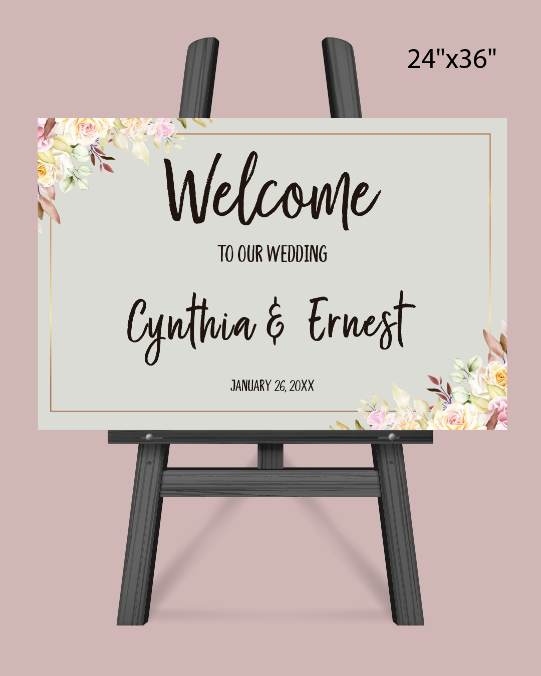 Green Background Borders Welcome Sign