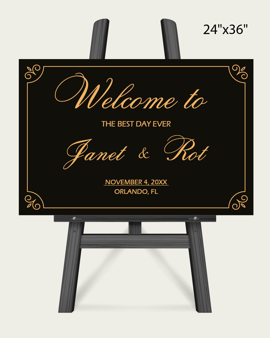 Black Gold Frames Welcome Sign