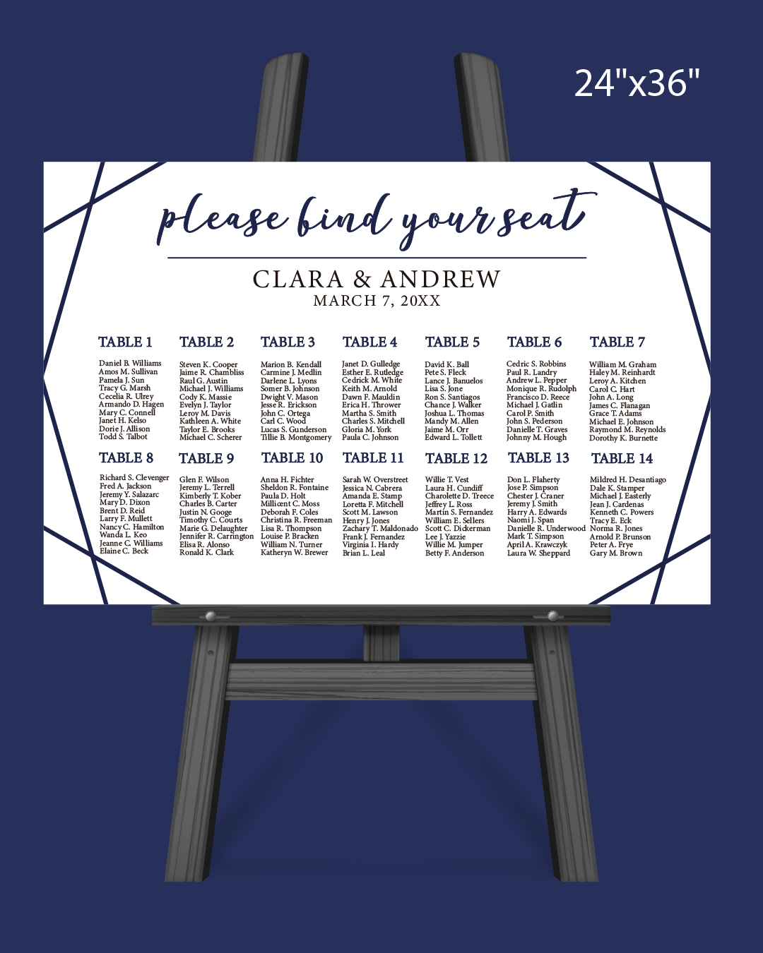 Blue Abstract Border Seating Chart