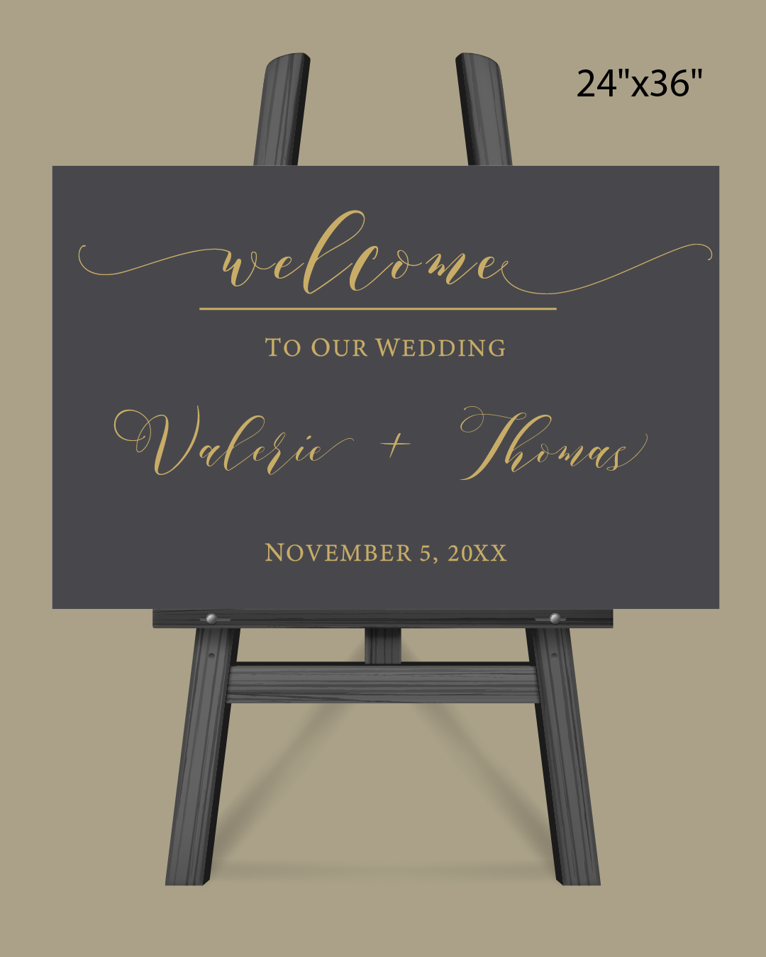 Gray Golden Letters Welcome Sign