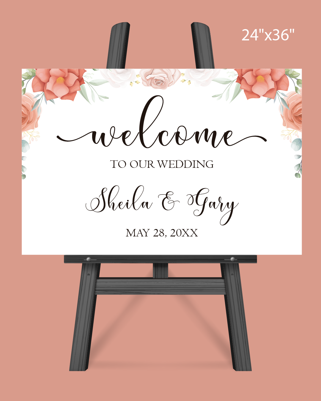 Cute Design with Flowers Welcome Sign