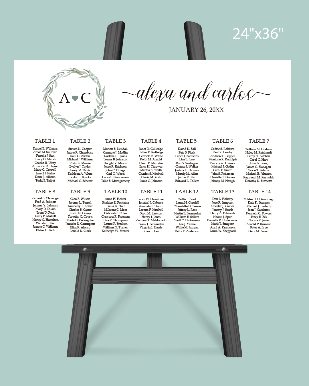 Traditional Abstract Leaves Seating Chart