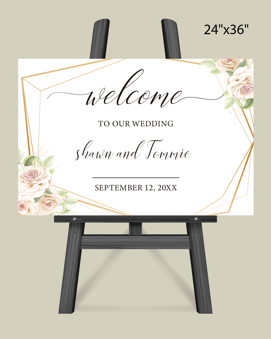 Minimalist Pink Flowers Welcome Sign