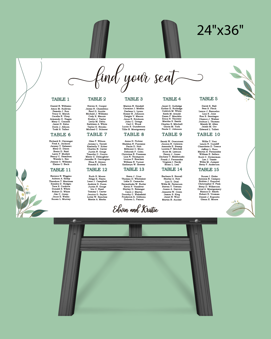Minimalist Garden Seating Chart