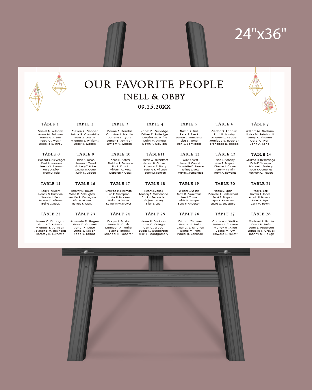 Elegant Gold Lamps Seating Chart