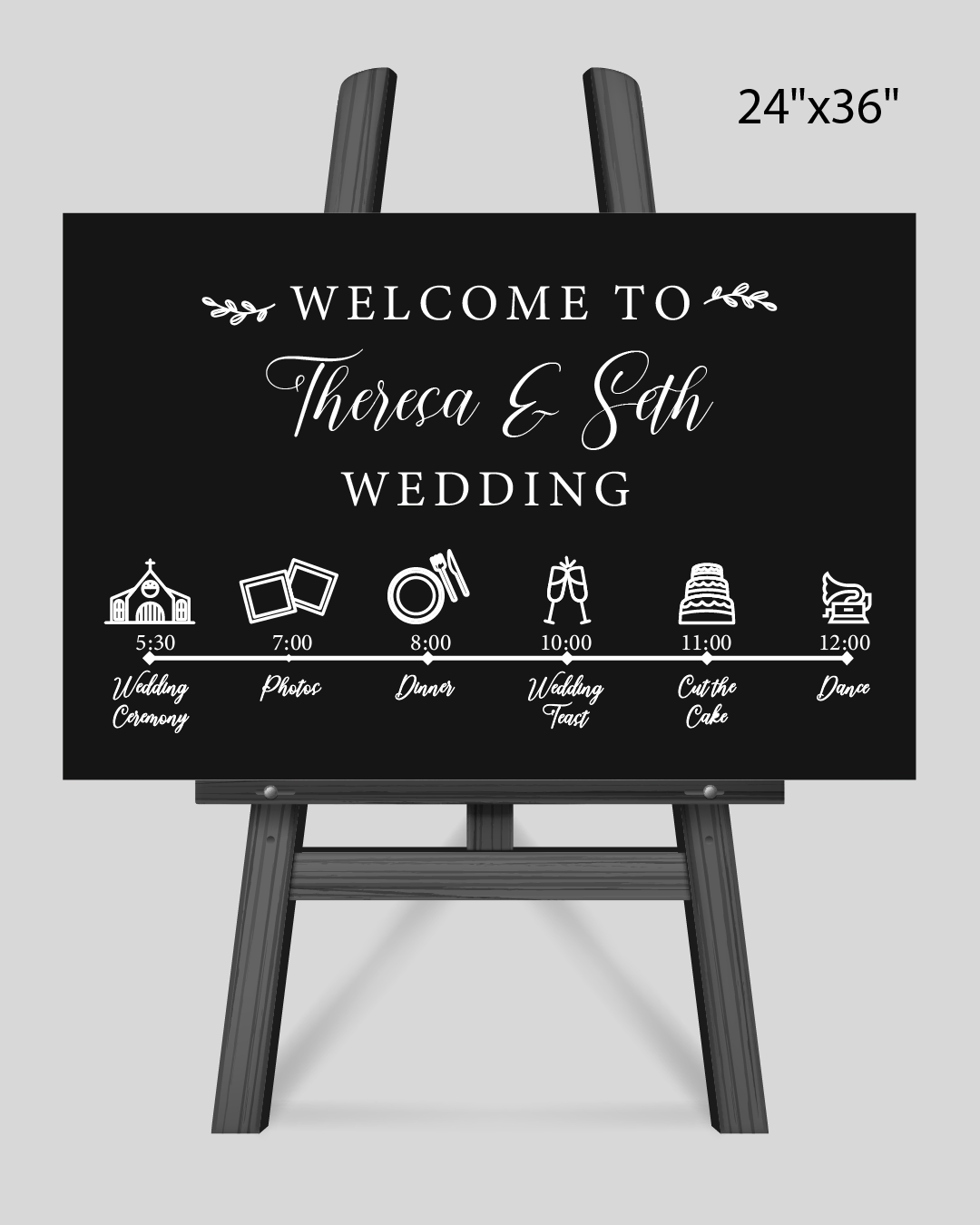 Classic Black Chronogram Welcome Sign