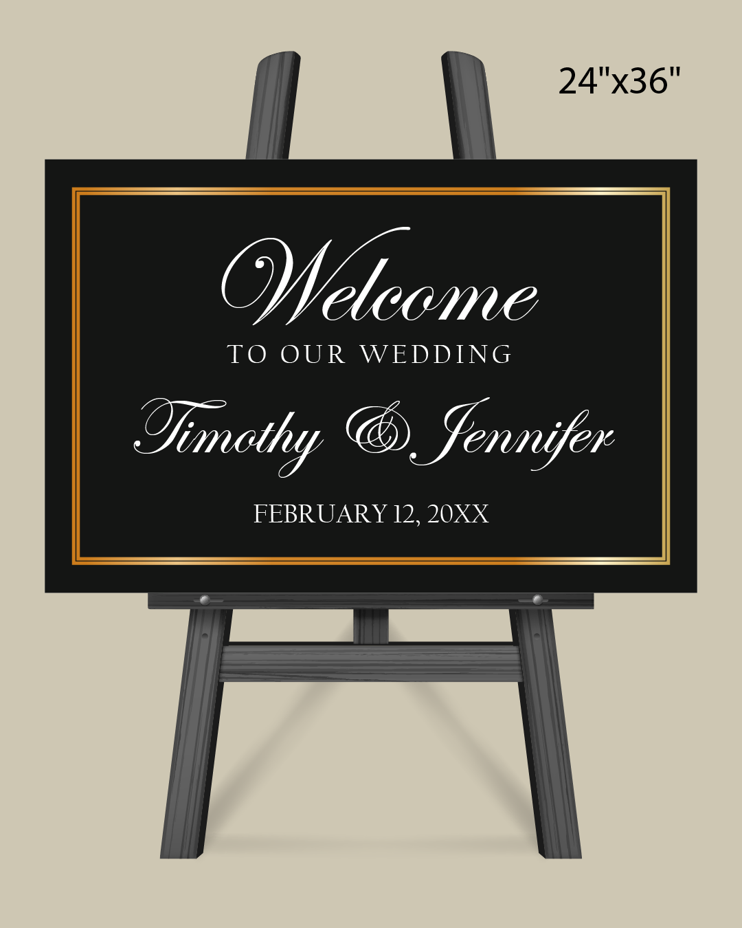 Black Metallic Frame Welcome Sign