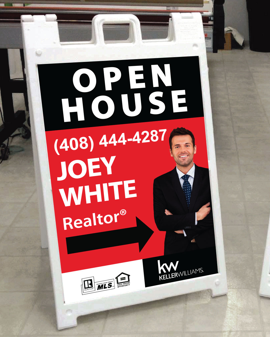 Keller Williams Realty Black and Red Stripes A Frame Sign AP Printing - Keller Williams Realty Black and Red Stripes A Frame Sign - Custom Printing Services