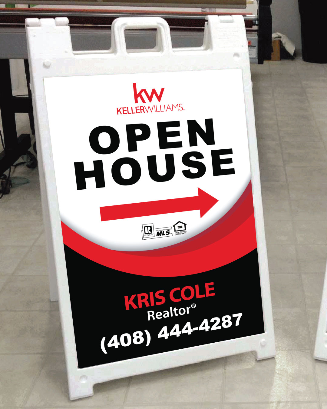 Keller Williams Realty Red Curved Abstract A Frame Sign
