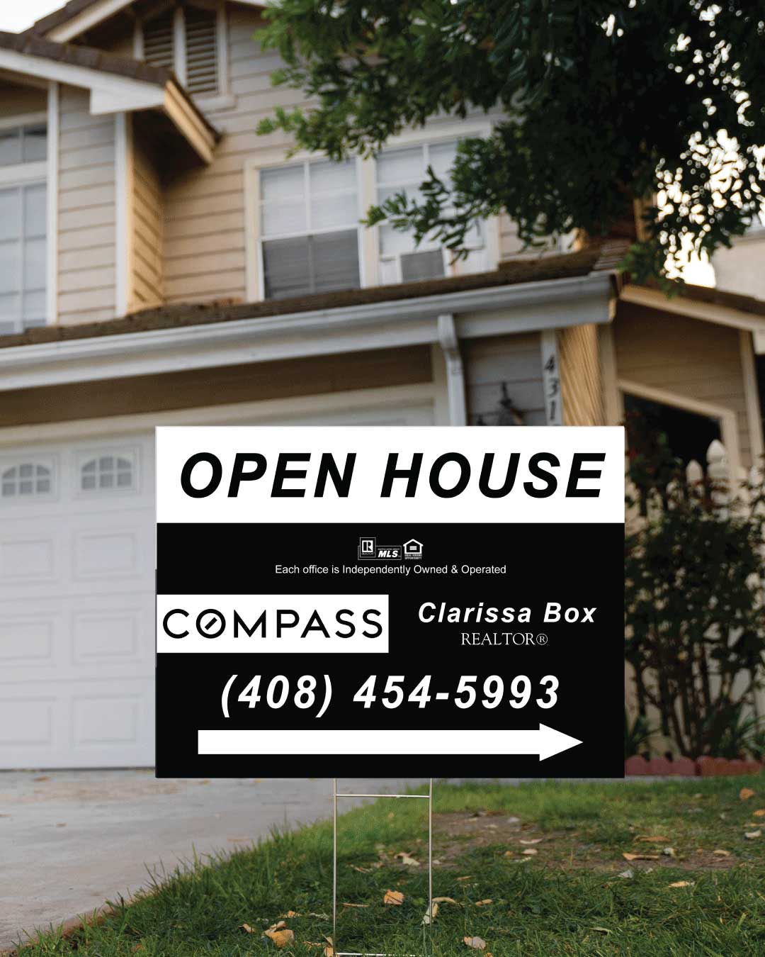 COMPASS Simple Black and White Yard Sign
